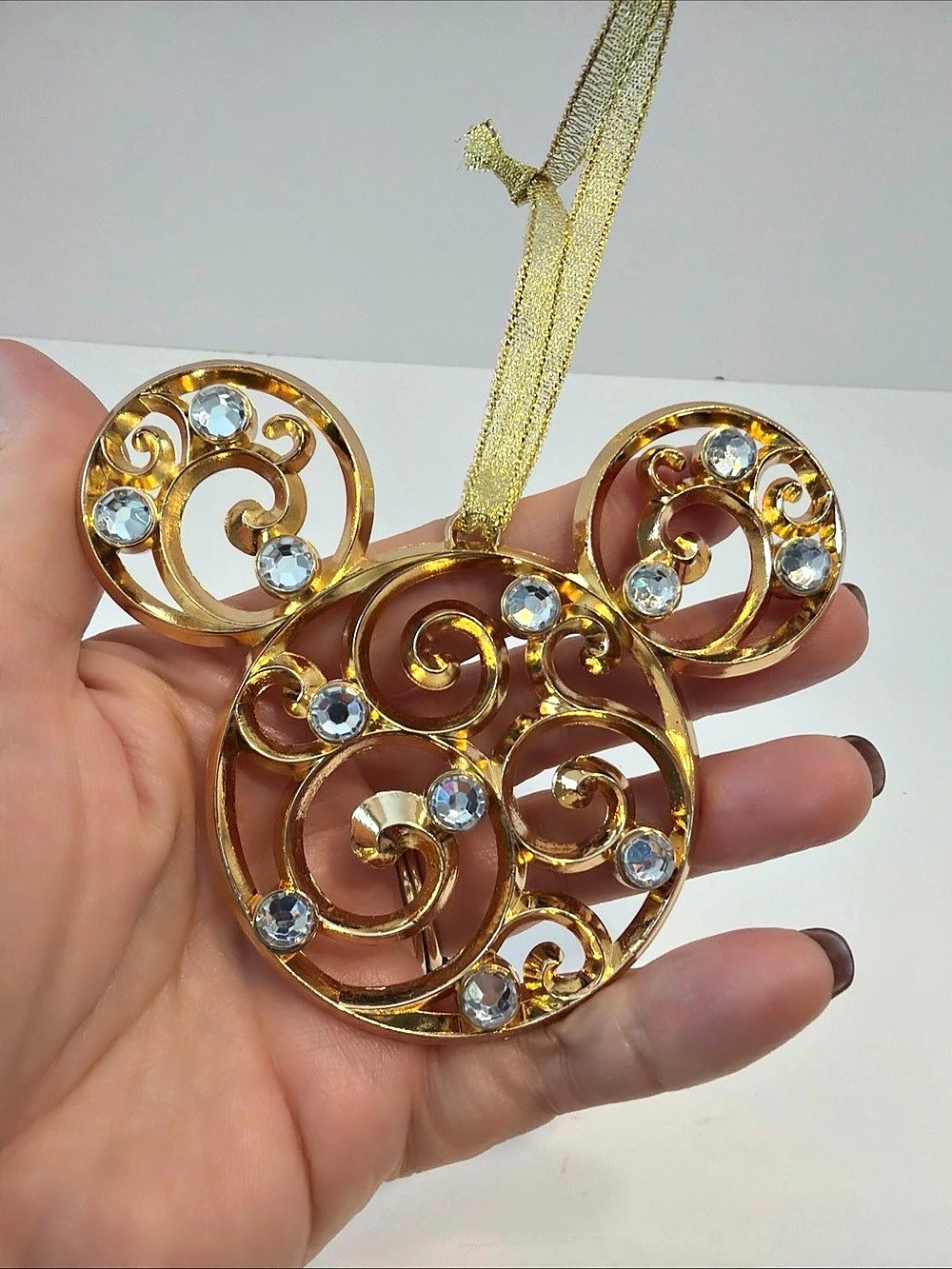 Disney Mickey Mouse Icon Bohemian Filigree Metal Gold Tone Ornament